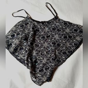 Black and sequins strap top